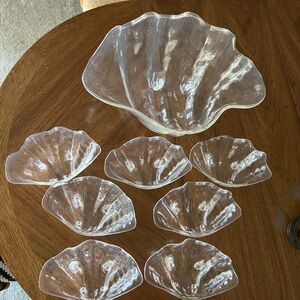 Vtg Grainware The Bowl Shell Clear Acrylic Serving Extra 7 Smaller Matching Set